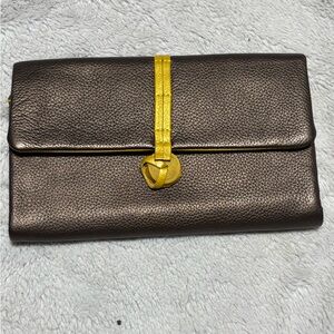 Neta Sade Gold Leather Clutch (READ)